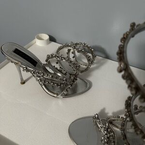 Celeste Silver Embellished Heels